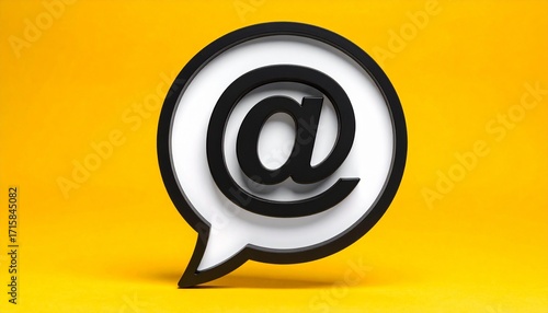 3D @ email symbol icon in a speech bubble