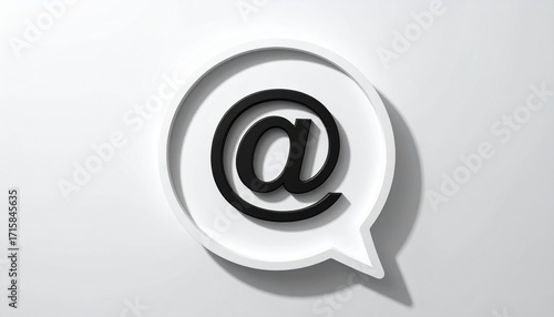 3D @ email symbol icon in a speech bubble