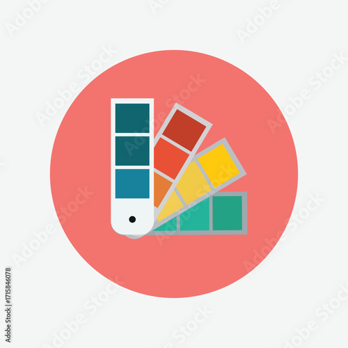 Modern flat-style color palette icon featuring multiple swatches for design and printing inspiration.