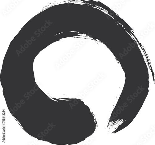 墨で描いた筆タッチの丸　ベクター素材