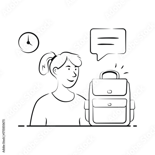 Young student ready for school carrying backpacks and supplies, back to school illustration