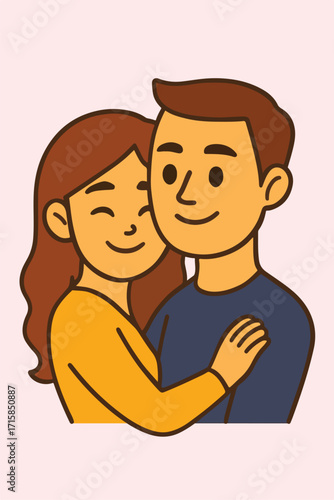 wife hugging the husband 