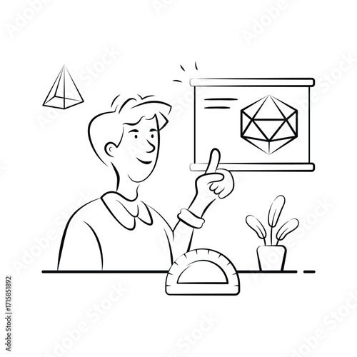 Take your hands on this amazing hand drawn illustration of geometry class
