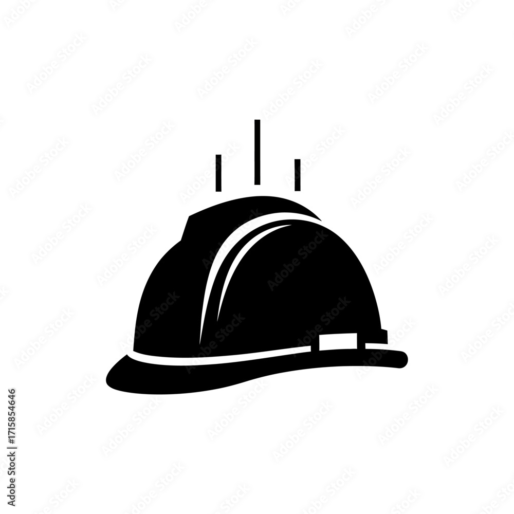 Fototapeta premium Black Silhouette of a Construction Hard Hat with Lines Above