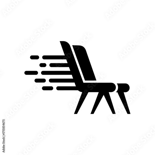 Black Silhouette of a Fast-Moving Lounge Chair Icon