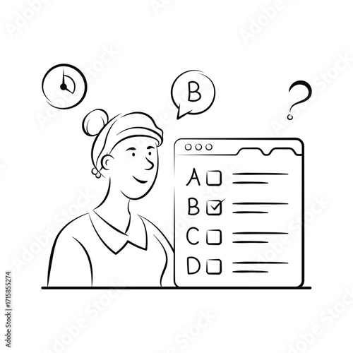 Grab this amazing illustration of online test in trendy style