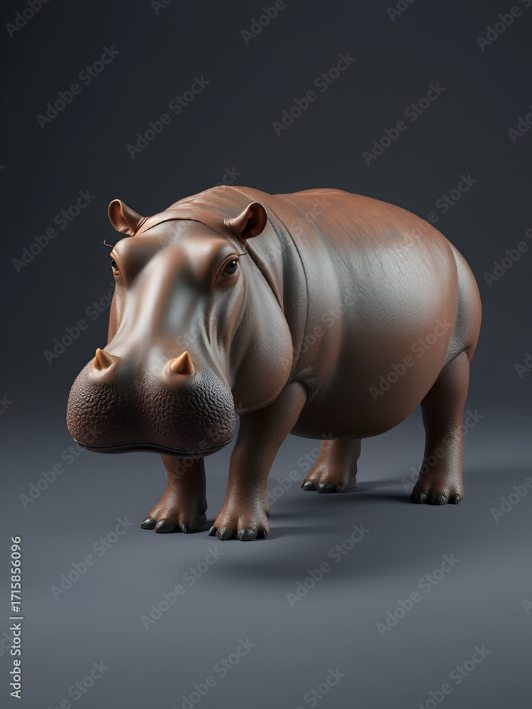 Obraz premium PNG Realistic model of a hippopotamus in a studio