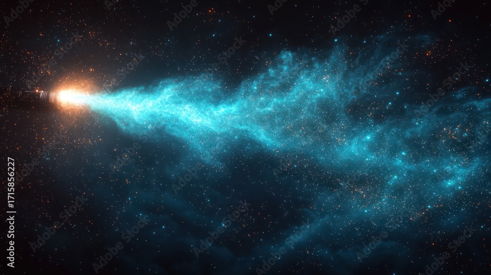 Fototapeta premium Glowing nebula stream in space.