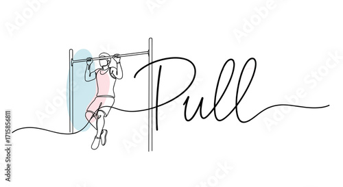 Minimalist pull-up illustration with the word "Pull"
