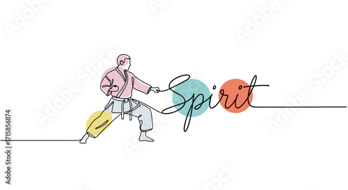 Karate practitioner with spirit demonstrating a kata stance in martial arts training