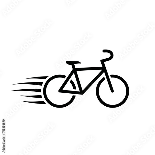 Minimalist Black Silhouette of a Bicycle in Motion