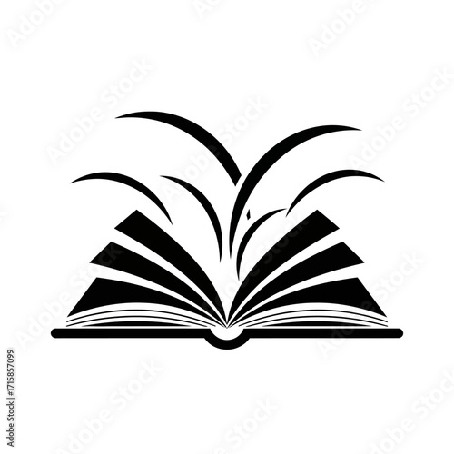 Open Book with Abstract Flourishing Pages and Ideas