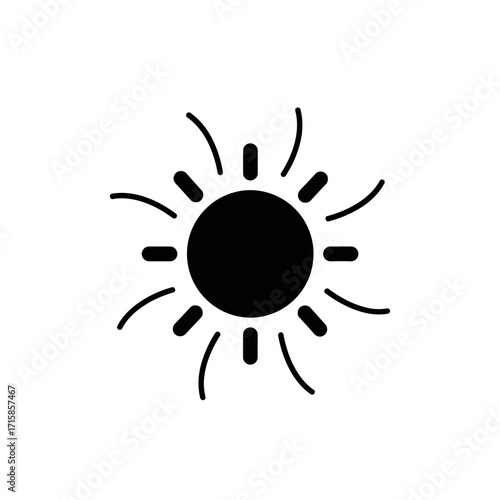 Simple Black and White Stylized Sun Icon