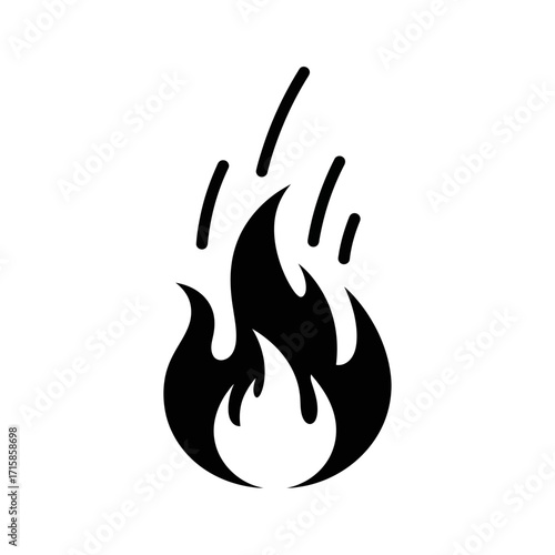 Stylized Black Silhouette of Flickering Flames and Sparks