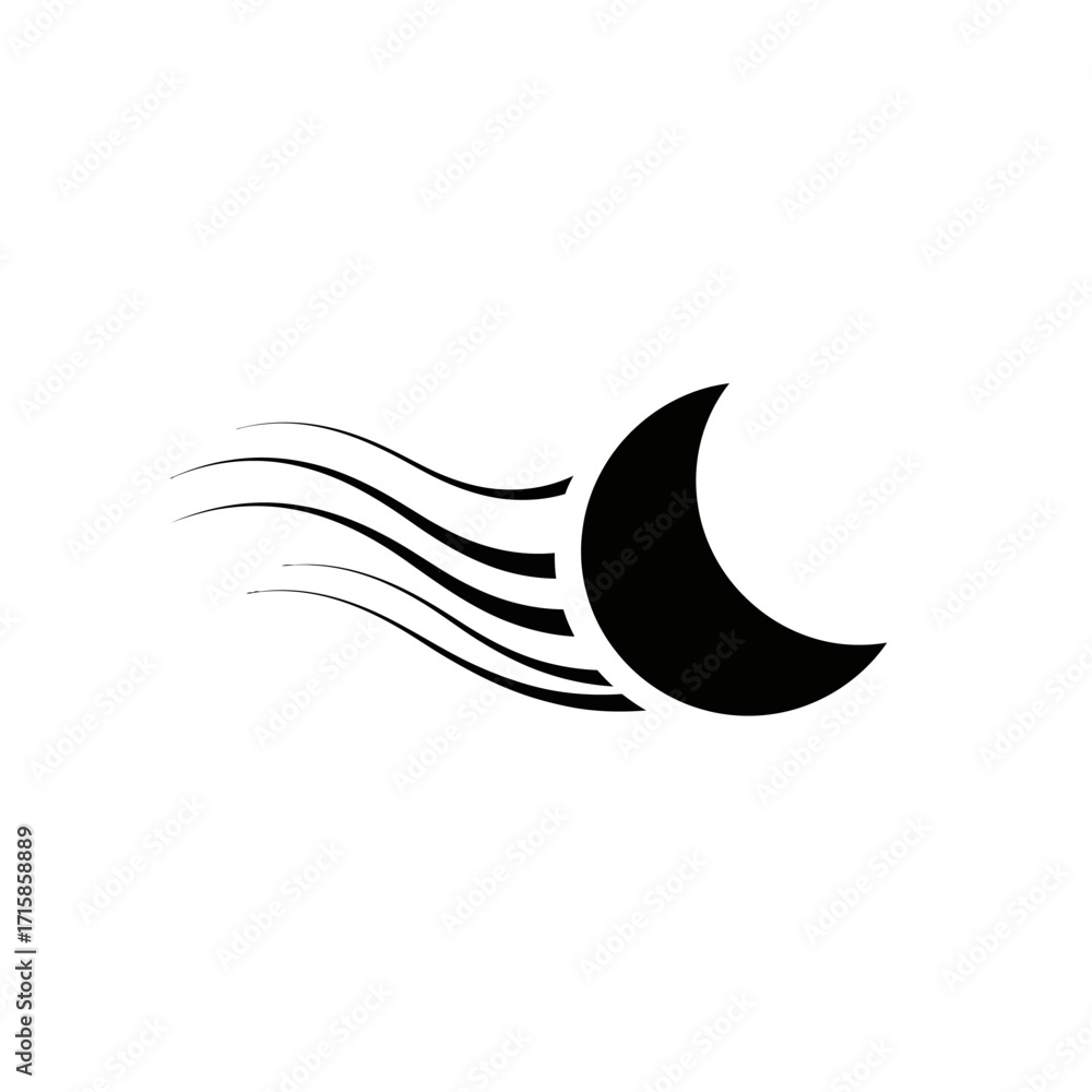 Obraz premium Stylized Crescent Moon with Abstract Wind Design