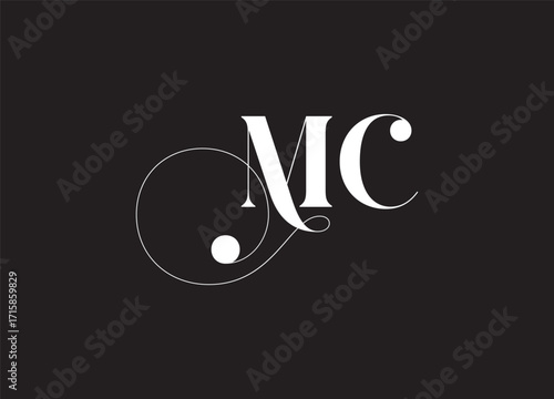 MC letter logo design on luxury background