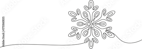 One Line Snowflake Drawing – Minimal Christmas Vector Art