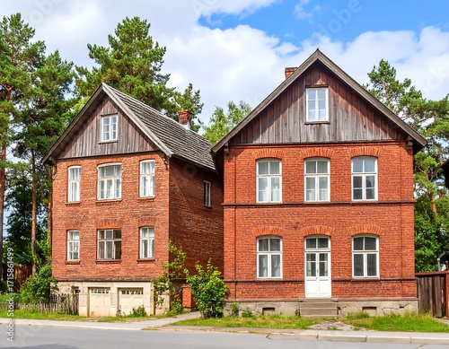 Two red brick houses