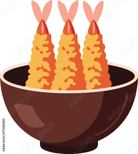 Japanese Tempura Shrimp Donburi Rice Bowl