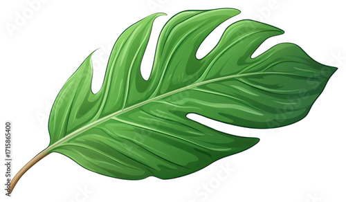 green monstera leaf on white background clip art preview