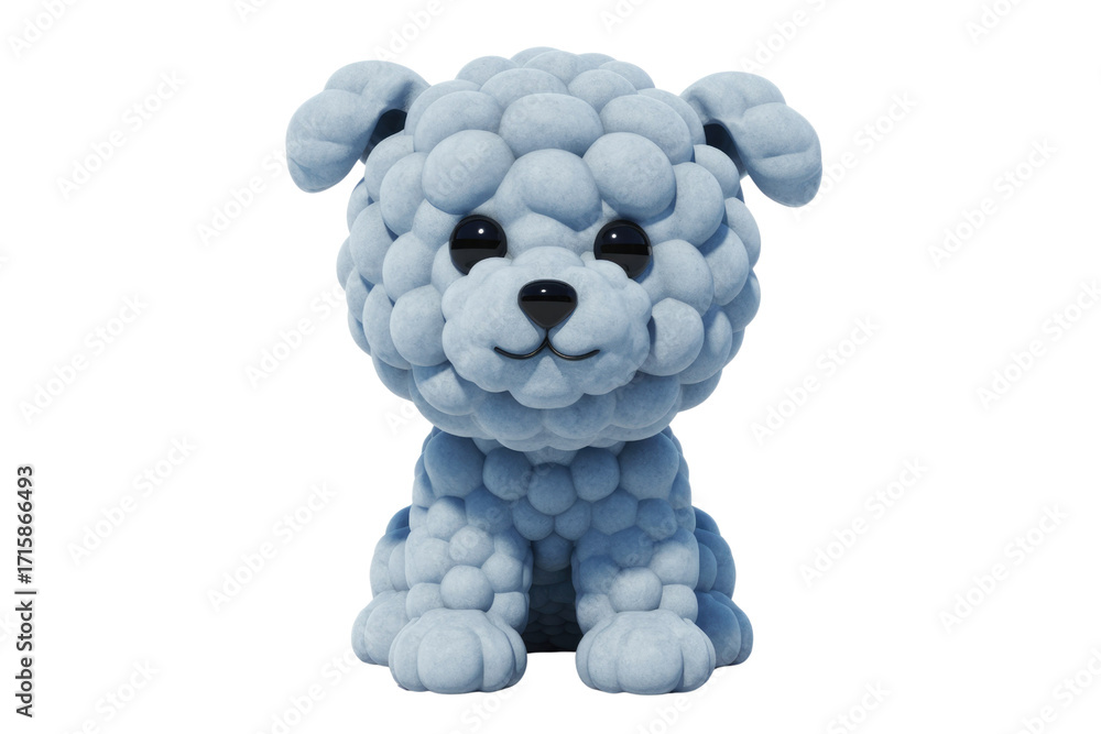 Obraz premium Adorable 3D rendering of a fluffy, light blue puppy sitting, with a cute expression. background removed