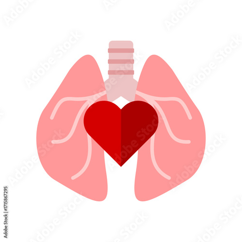 Lung and heart medical icon flat vector design