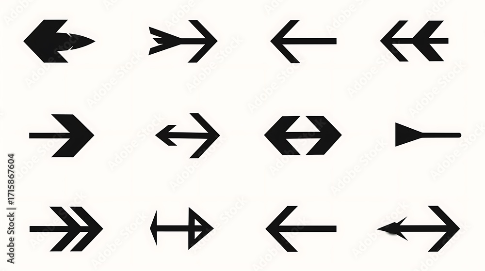 Collection of Diverse Arrow Icons Showing Direction and Movement Collection of Diverse Arrow Icons Showing Direction and Movement