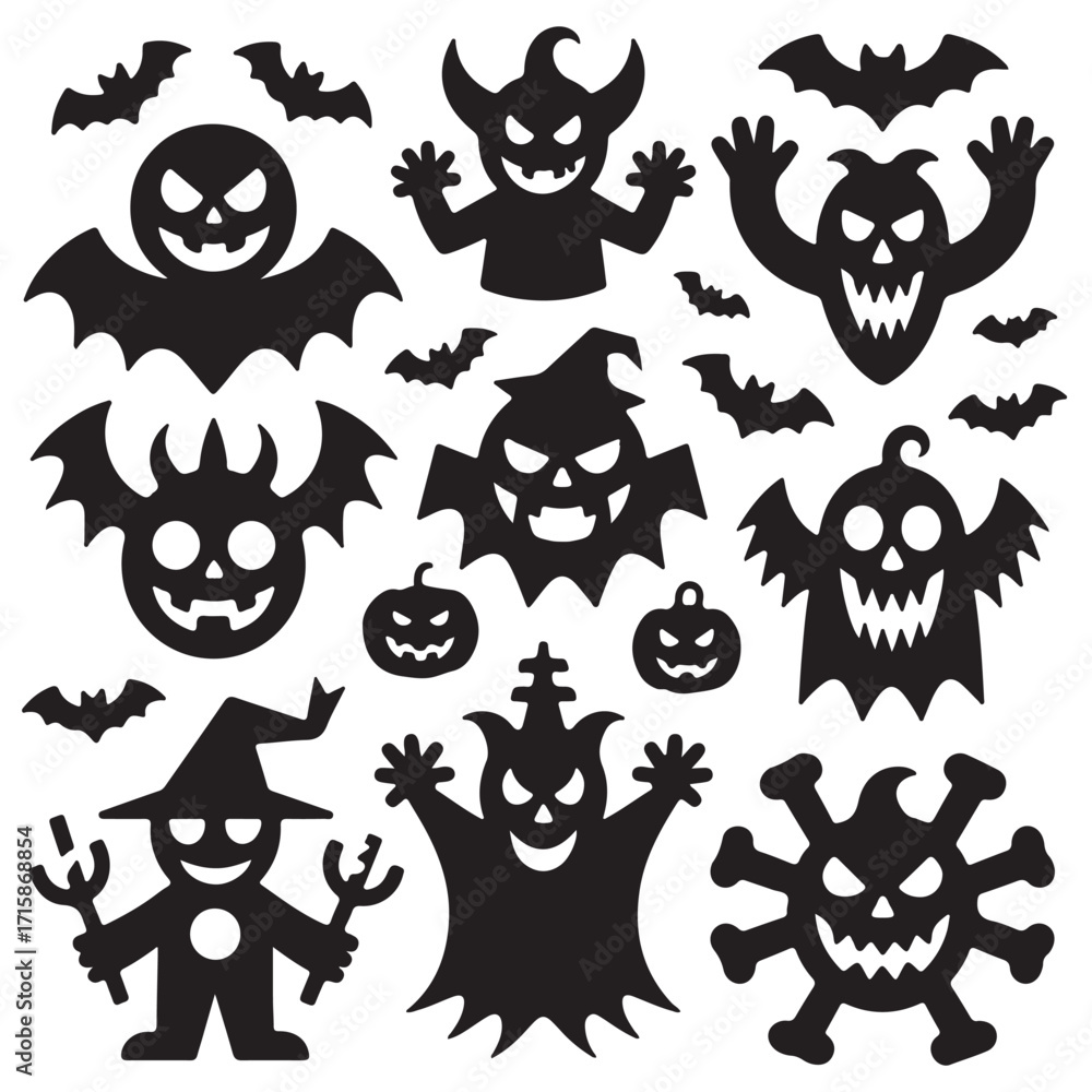 Obraz premium The Halloween vector, silhouette style, white background.