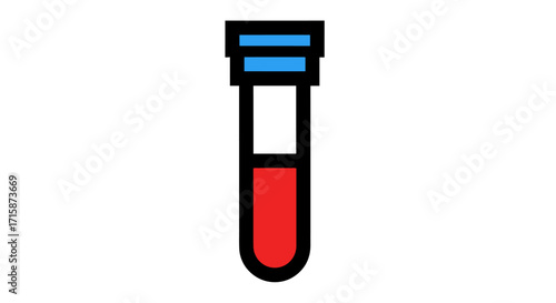 Essential graphic illustration depicting a test tube containing a blood sample, symbolizing medical diagnostics, laboratory analysis, and critical healthcare procedures