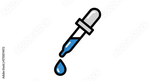 A precise measurement tool in action, showcasing a single blue liquid drop falling from a scientific dropper, perfect for experiments and chemical applications