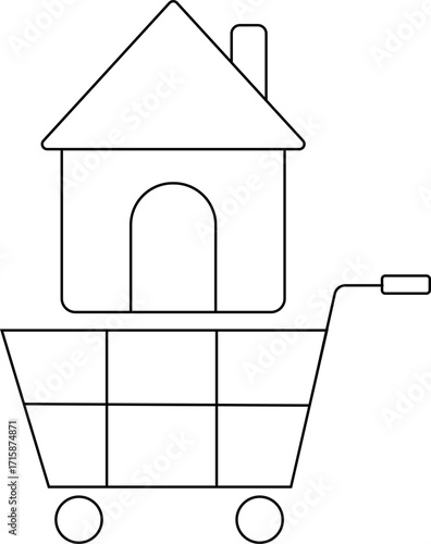 trolley icon and house icon with white background