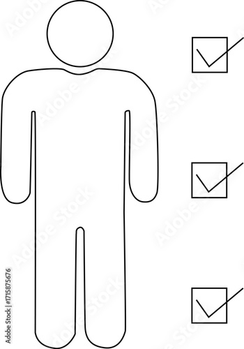 person icon with a check mark on a white background