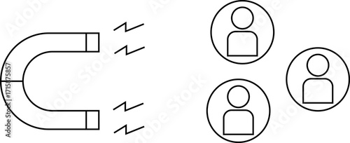 magnet icon and people icon with white background