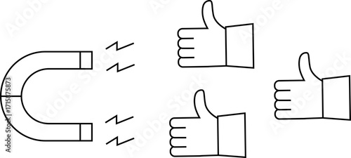 magnet icon and like icon with white background