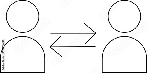 icon of two people interacting with each other on a white background