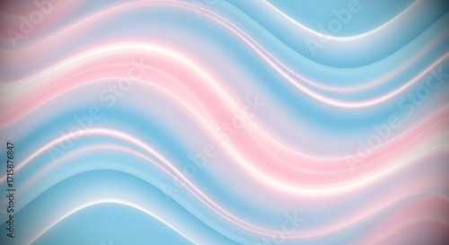 An abstract background featuring soft, glowing, wavy lines in the transgender pride flag colors of light blue, pink, and white.