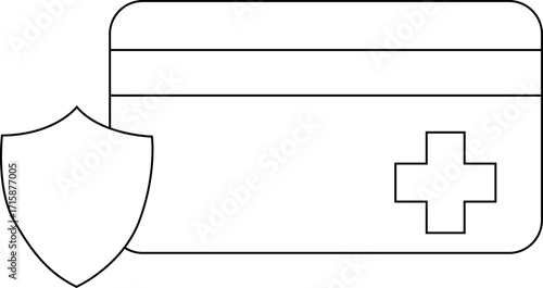 shield and insurance card icon with white background