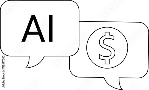 artificial intelligence icon and dollar coin with white background