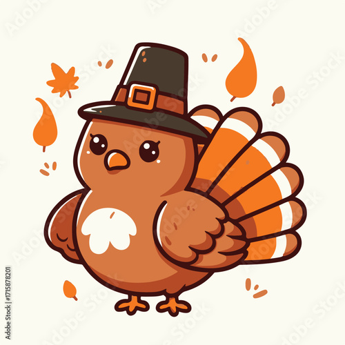 Cute cartoon thanksgiving turkey vector