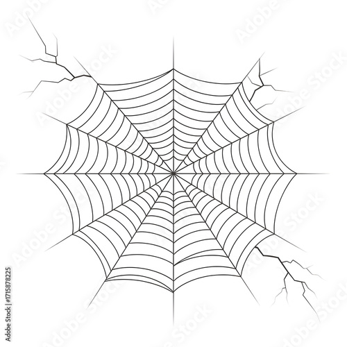 Spiderweb with cracks isolated on transparent background, perfect for halloween design halloween clipart