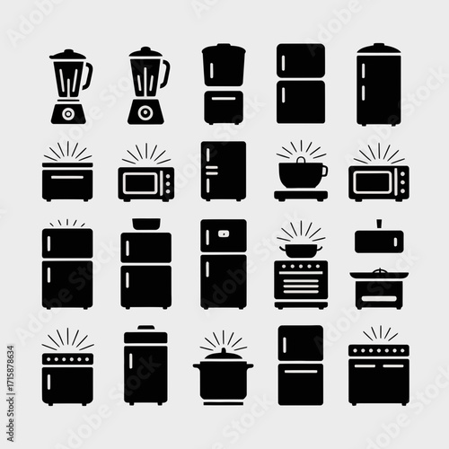 Minimal Kitchen Appliance Icons Set for Cooking Design