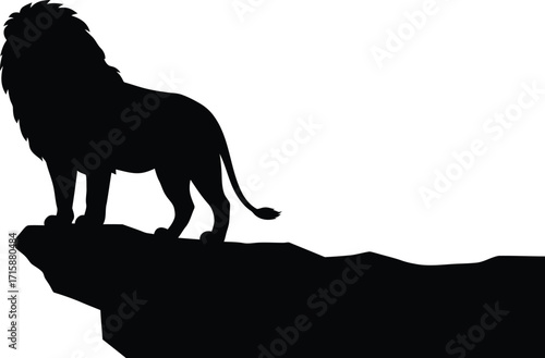 Majestic Lion Silhouette on a Cliff Edge