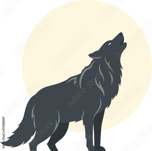 A Lone Wolf Howling at the Full Moon