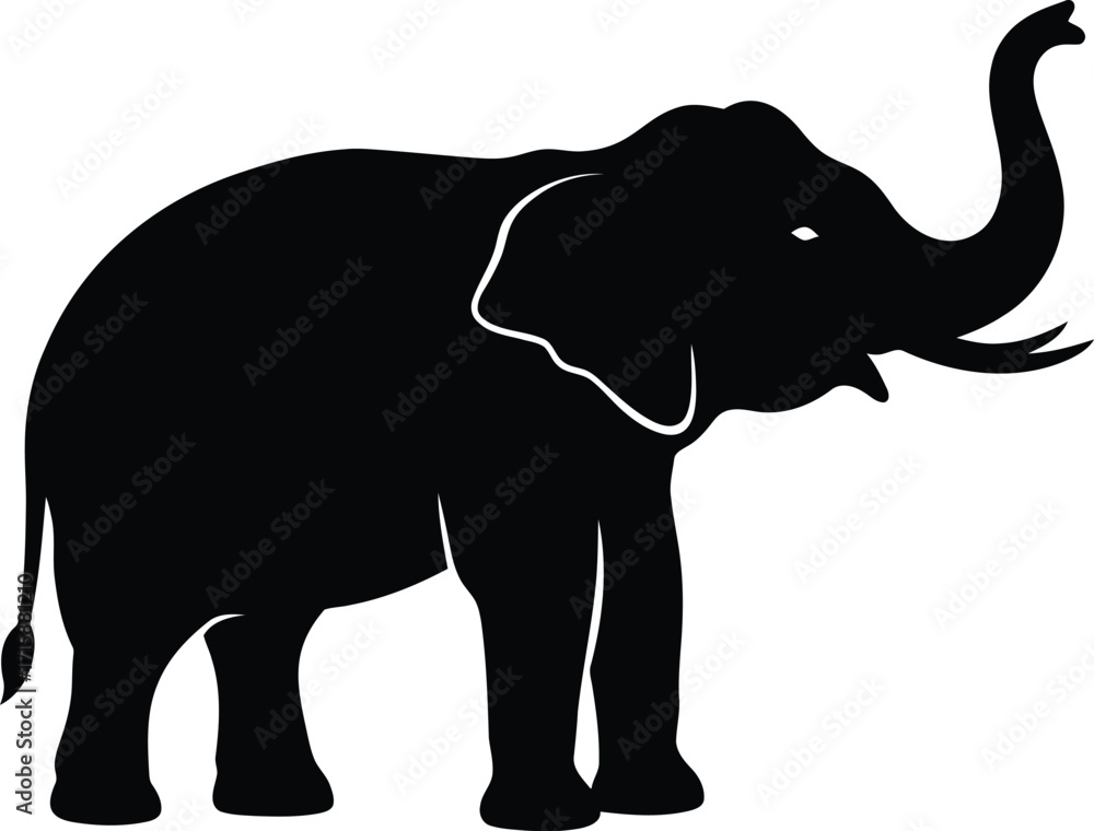 Obraz premium Majestic Elephant Silhouette with Raised Trunk