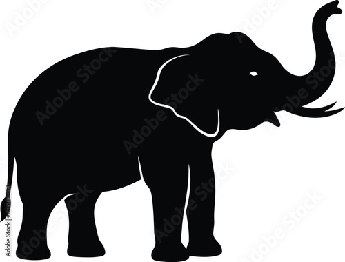 Majestic Elephant Silhouette with Raised Trunk
