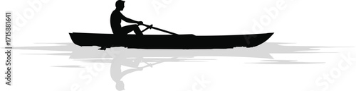 Man rowing a small boat on a calm lake