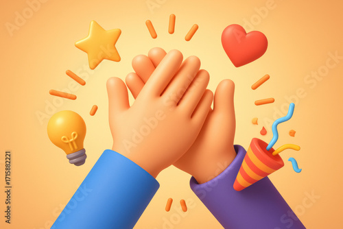 illustration of clapping hands celebration with fun elements for festive designs