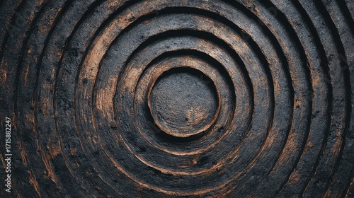 Dark Textured Surface with Circular Patterns Representing Natural Formations in Earthy Tones and Modern Artistic Design Elements for Unique Visual Appeal