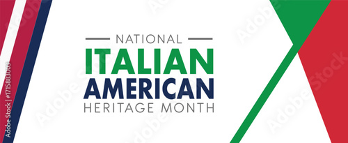 Italian American Heritage Month. Happy holiday celebrate annual in October. Italy and United States flag. Culture month