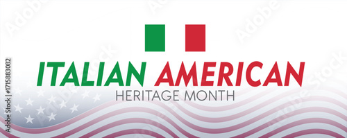 Italian American Heritage Month. Happy holiday celebrate annual in October. Italy and United States flag. Culture month